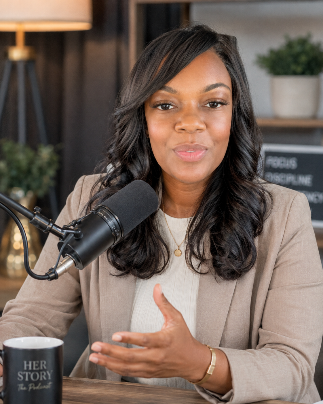 Sharleen speaking at a panel event
